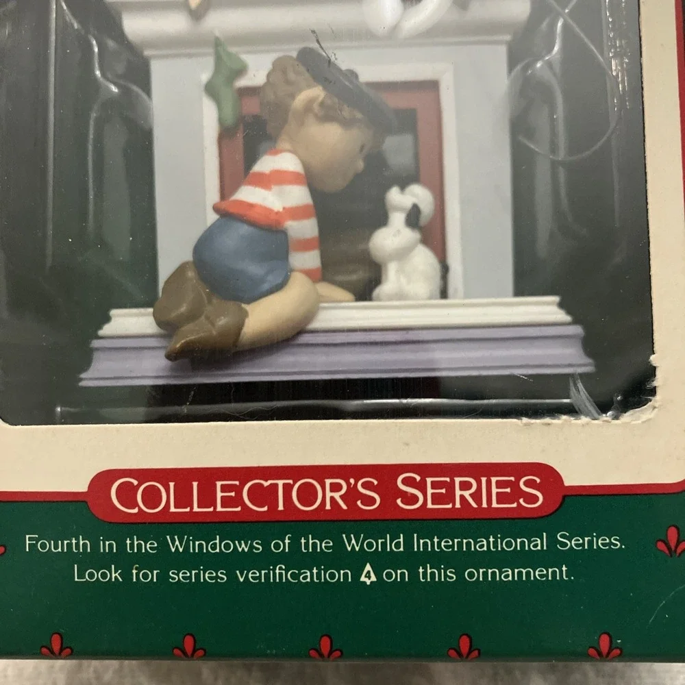1988 Hallmark Windows Of The World French Ornament Boy & Poodle QX402-1 NEW